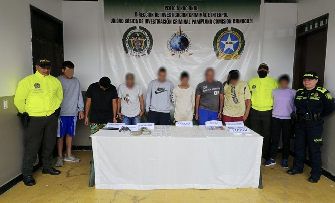 ocho capturados en redad contra el micro trafico en chinacota