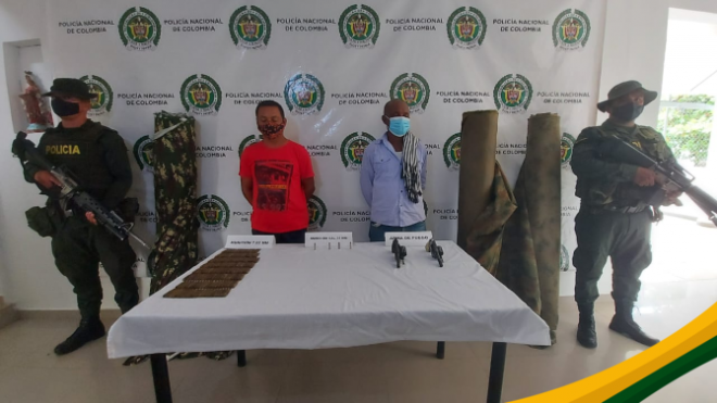 Dos capturados por porte ilegal de armas, en Cauca