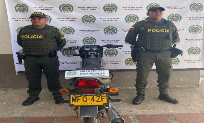 Moto recuperada en Pivijay