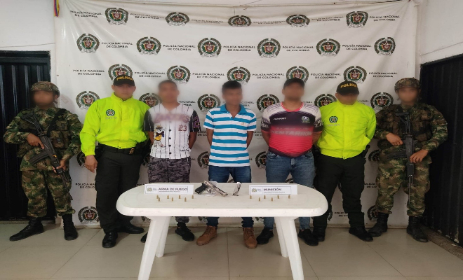 Las capturados fueron identificados como Eder Aguilar Castillo,Estivenson López Ortiz y Duver Campo Correa 