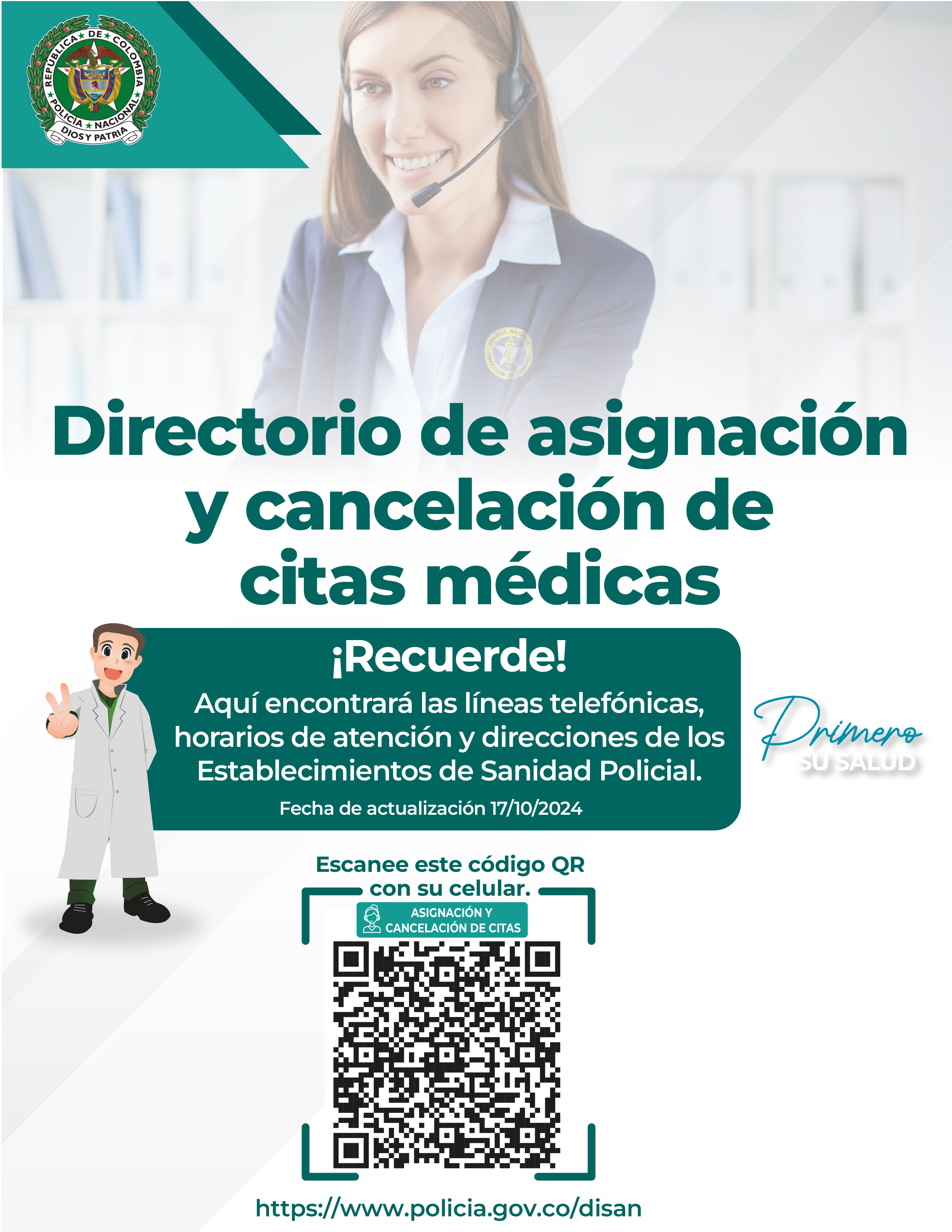 Directorio de asignaci&oacute;n y cancelaci&oacute;n de citas m&eacute;dicas de la Direcci&oacute;n de Sanidad