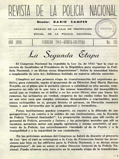 Portada de la Revista de la Polic&iacute;a