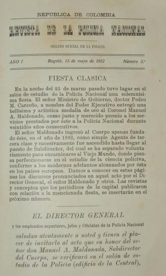 Revista Policía Nacional edición Nro. 3 Primera época