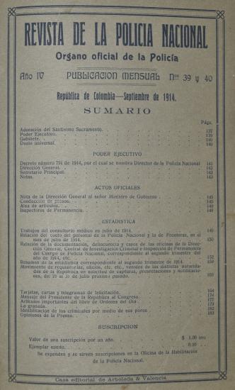 Revista Policía Nacional edición Nro. 39 y 40 Primera época
