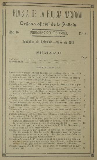 Revista Policía Nacional edición Nro. 41 Primera época