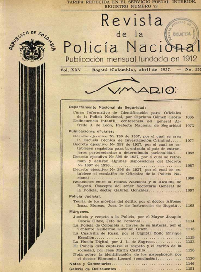 Portada de la Revista de la Policía